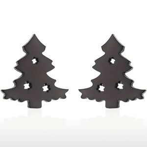 Black Christmas Tree stainless steel stud Earrings